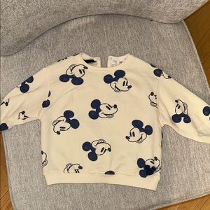 Zara Disney Kids Cream and Navy Mickey Mouse Sweatshirt